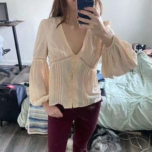 Astr Cream/Light Pink Peasant Blouse